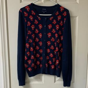 🌷3 for $25🌷Tommy Hilfiger, US XS, Red White & Blue Poppy Faux Cardigan Sweater